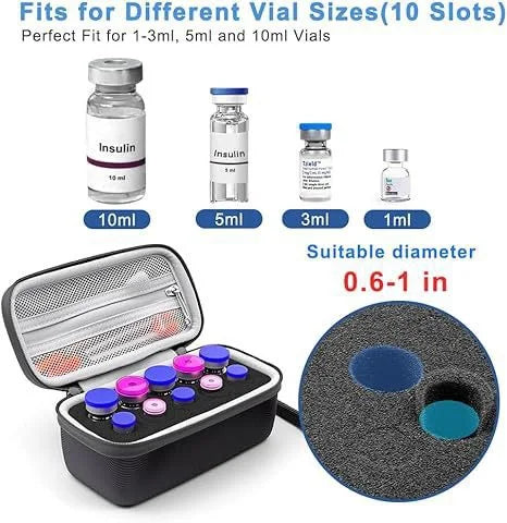 Multi-Size Vial Organizer — Fits 1-10ml Peptide & Insulin Vials